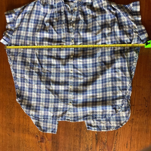 NWOT Madewell Central Plaid Button Down with Back Split Size Small Blue & White - Picture 6 of 8